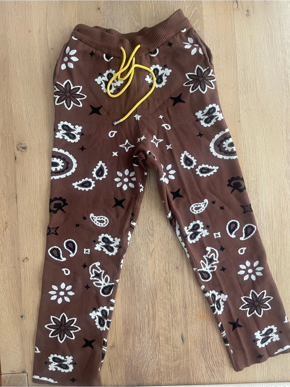 MNML Mens Paisley Bandana Print Loungewear Sweater Pants Brown White Size M